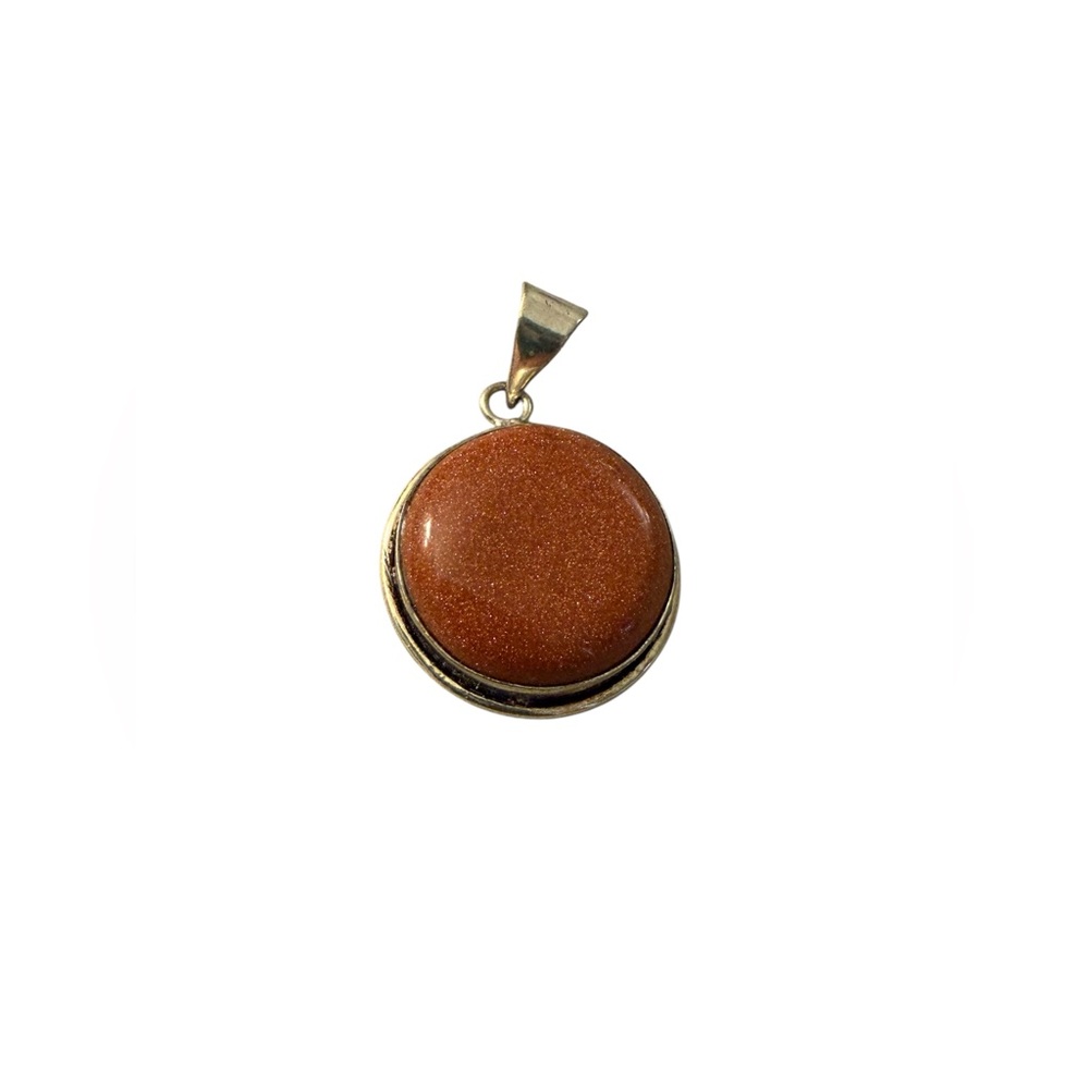 Goldstone Round Pendant in Sterling Silver